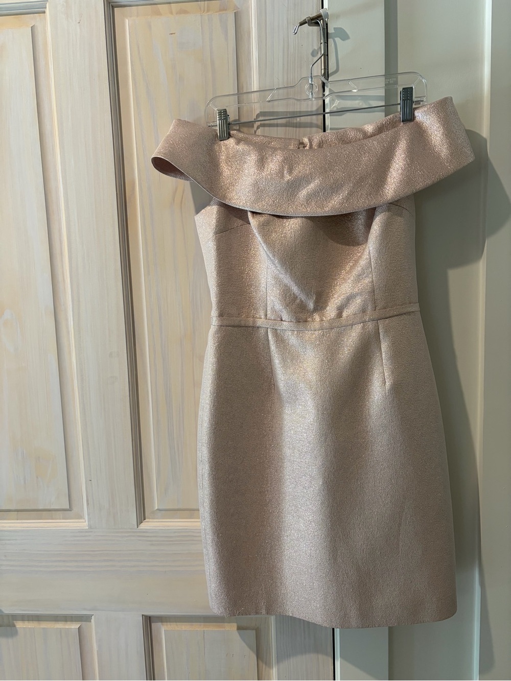 Teri Jon Off-Shoulder Shimmer Cocktail Dress